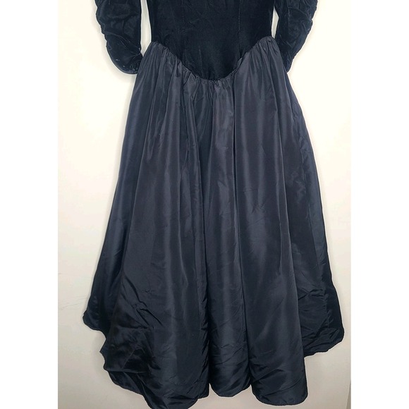 Vintage 80s Gunne Sax Dress Black Jessica McClintock Velvet Taffeta USA Size‎ 3 - Picture 3 of 7